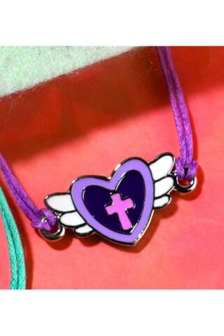 714611125648 Enamel Heart With Cross (Bracelet/Wristband)